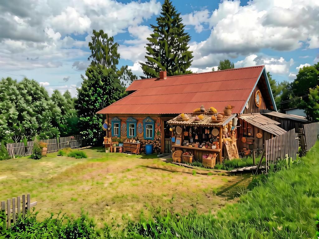 Establishment of a museum art space with hand-worked goods in a large village